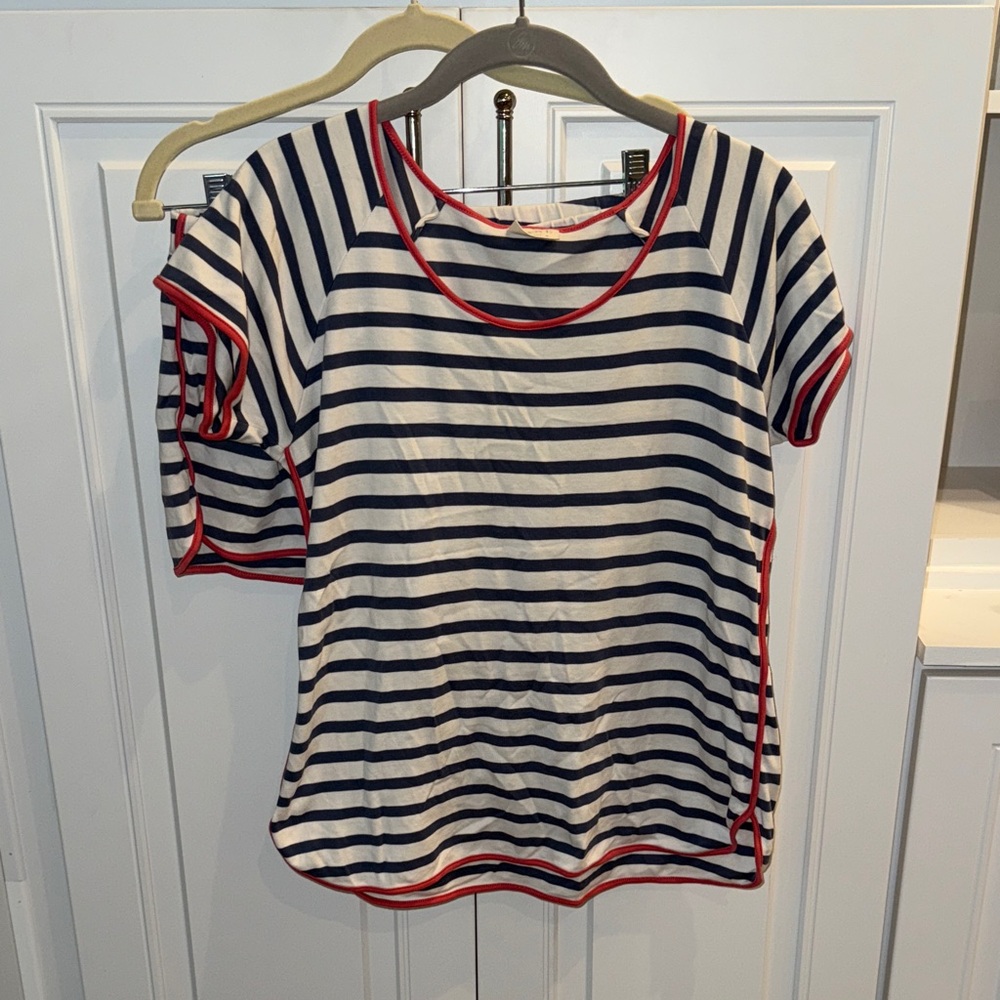 Navy, Pink and White Striped Pajama Shorts Set
